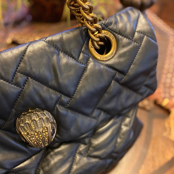 Kurt Geiger Black and Gold Quilted Shoulder Bag - Picture 5 of 10
